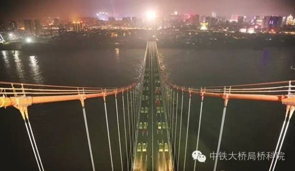 武漢橋梁科學研究院完成宜昌至喜長江大橋成橋靜載試驗
