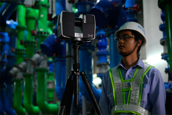 裝配式中央制冷機房三維激光掃描儀實時動態對安裝精度進行校核